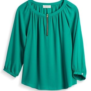 Crescent Green Zipper Blouse, XS